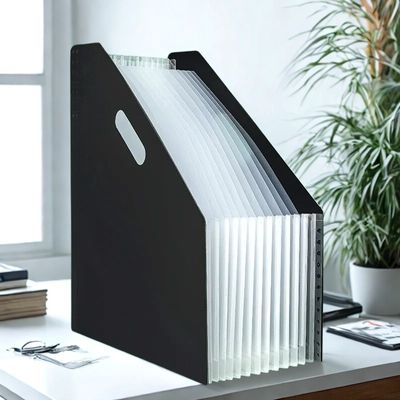 trieur noir poignée sur bureau blanc plante